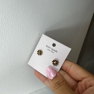 Gold tone crystal flower kate spade earrings